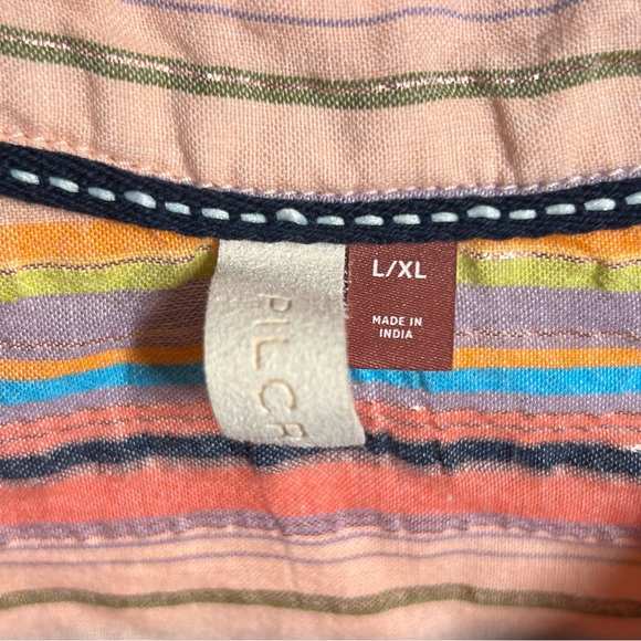 Anthropologie Pilcro Shirt Boyfriend Multicolored Striped Metallic Top Size L/XL - Picture 4 of 12